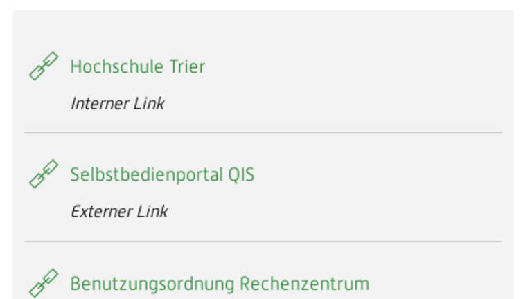 Inhaltselement Linksammlung