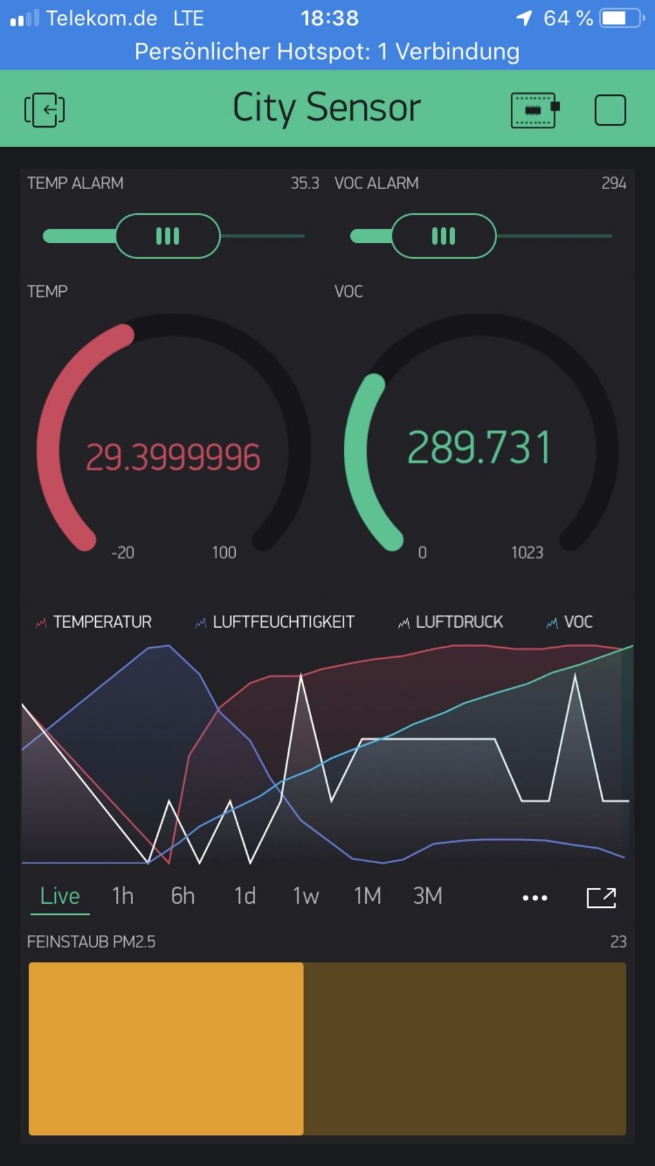 Blynk-App auf dem Smartphone Smartphone screenshot